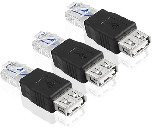 MEIRIYFA Adattatore USB a Ethernet, USB 2.0 femmina a RJ45 Maschio Converter Connettore per ADSL Modem, Router, Macchina fotografica con funzione di rete (3PCS)