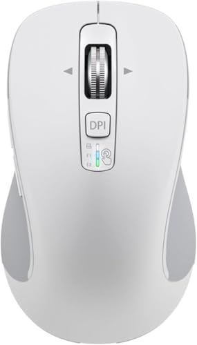 CITLLA Souris Bluetooth sans fil (USB + BT1 + BT2), taille complète, défilement 4 voies, souris silencieuse multi-appareils pour ordinateur, ordinateur portable, iPad, MacBook (blanc)