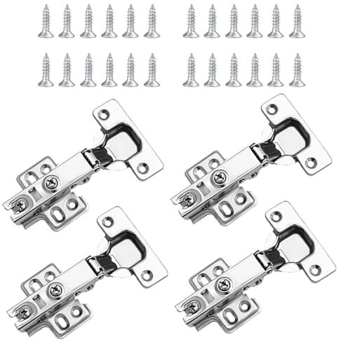JOYVOX 4 Pcs Cabinet Hinges - Soft Close Kitchen Cupboard Hinges Concealed, 35mm Cup with Screws, Durable Stainless Steel for Cabinet Doors