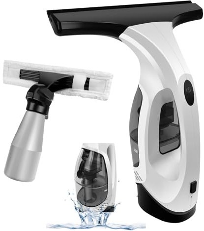 VickyHome Window Vac Window Cleaner, Electric Window Vacuum Cleaner with 2200mAh Rechargeable Battery, 28cm Squeegee Head & 24cm Microfibre Cloth, for Cleaning Window