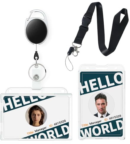 Uniclife 2 Pack 2 Karten Ausweishalter Vertikal & Horizontal Harter PC Kartenschutz mit Daumenschlitz Einziehbare Ausweisrolle & abnehmbarem Lanyard Klarer für Büro, Schule, Ausweise und Kreditkarten