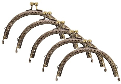 QUARKZMAN 5pcs Marco de Bolso de Metal, 12.5cm/4.9 Retro Arco Cierre de Beso Marco Repujado para Bolso de Mano, Monedero, Bolso de Embrague, Reemplazos de Hardware de Marco (Bronce)