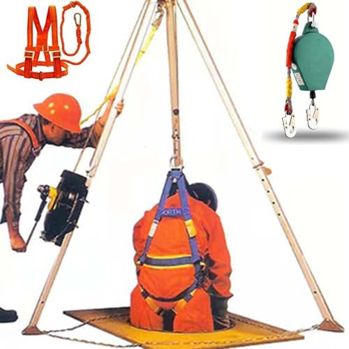 RDWQDGJG Treppiede di Salvataggio di Emergenza, treppiede di Salvataggio antincendio con Protezione anticaduta, 1200/1800/lbs, apparecchio di Sollevamento con paranco a treppiede, Kit treppiede per s