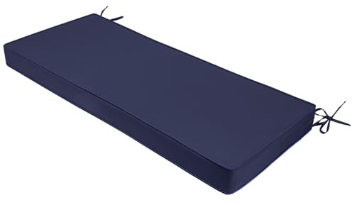 Olliwand Outdoor Bench Cushion 48x18 Inch Waterproof/Fade-Resistant Patio Furniture Cushions, Non-Slip Bench Cushions for Outdoor Furniture with Ties, Handles (Navy Blue, 48x18)