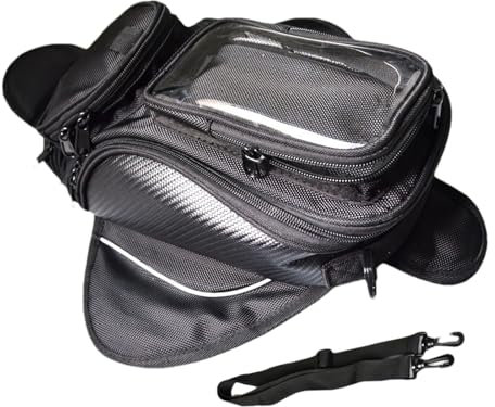 Generico Nero 32 X 18 X 13 Cm Borsa Tubolare Per Moto Tessuto Oxford Zaino Da Serbatoio Impermeabile, Multifunzione, Adatto Borsas Magnetica Forte Per Ciclismo, Navigazione