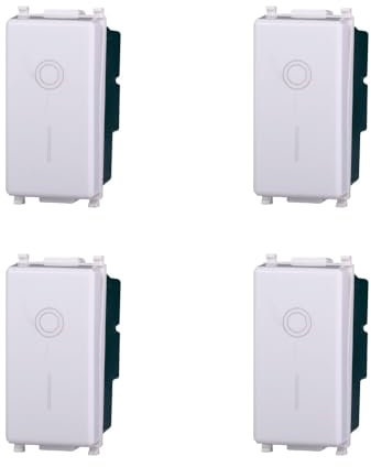 Elektronova Interruttore Bipolare 2P 16A Bianco compatibile Vimar Plana Kit 4 Pezzi 0402