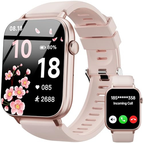 OUKITEL Reloj Inteligente Mujer, 1.83 Smartwatch con Llamadas Bluetooth, 100+ Modos Deportivos Pulsera con HD Pantalla Táctil, Podómetro, Monitor de Sueño, Impermeable IP68 para Android iOS, Rosa