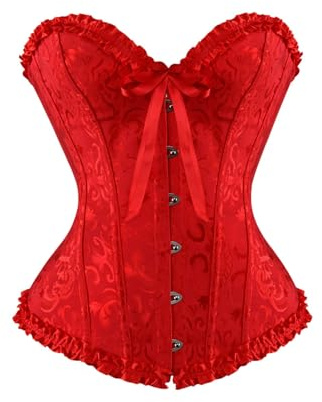 Generisch Corsé de Halloween para Mujer, Corsé de Control Shapewear Bodysuit Completo para Mujeres, Lifter de Cintura Shapewear, Corsé Firme para Fitness y Yoga, rojo, XS