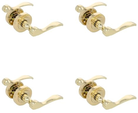 Amig - Lot de 4 ensembles de poignées avec rosace, modèle Yaltarz, en acier laitonné verni, dimension : 52 mm, carré de 6 mm, idéal pour portes intérieures ou extérieures, design moderne