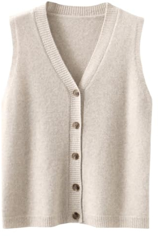 shownicer Pulls sans Manches Femmes Col en V Gilet en Tricot Cardigan avec Bouton
