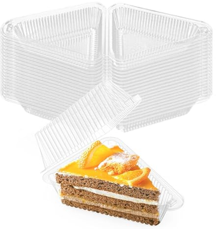SEIWEI 100 cajas para rebanadas de tartas, recipientes de plástico individuales, material de embalaje para pasteles, magdalenas, sándwiches, queso, ensalada, pasteles para llevar