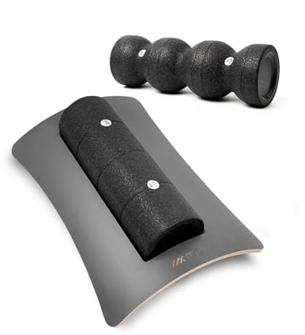 MaxFitness – Juego de rodillos para fascia con soporte de pared, incluye LeanBoard & PickUp – 2 rodillos de espuma contra el dolor (antracita, juego de iniciación Pickup)