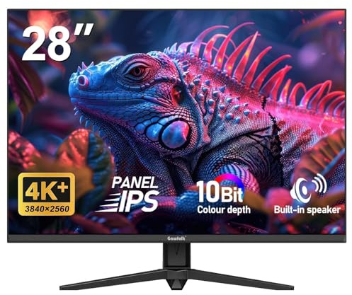 Gawfolk Écran PC 28 Pouces, Moniteur Gaming 60Hz, Ecran PC UHD 4K 3840x2160, 100% sRGB, 1ms MPRT, Haut Parleurs Intégrés, Interface HDMI & DP, Protection des Yeux, VESA 75 * 75
