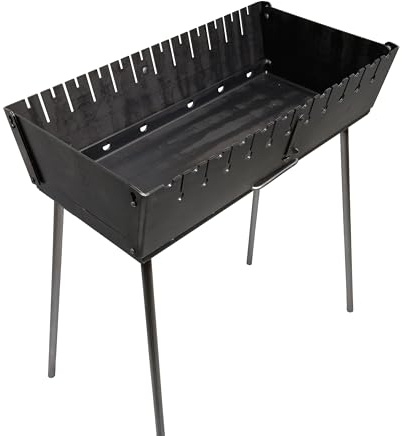Mangal, barbecue a carbonella, pieghevole, in acciaio da 3 mm, per 12 spiedini, portatile, per campeggio, giardino, picnic e viaggi