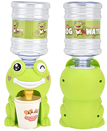 Generic Mini Vattendispenser Söt Simulering Tecknad Köksleksak Säker Miljövänlig Plast Matkvalitetsmaterial för Barn Hem Kök Lek (Grön groda stil)