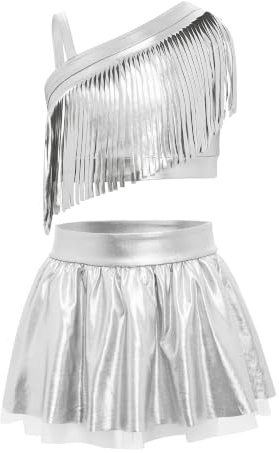 Niña Traje De Baile Hip Hop Jazz Conjuntos Ropa Trajes De Cha Cha Plata 15-16 años