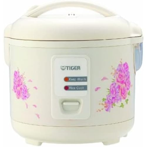 Tiger JAZ-A10U-FH 5.5-Cup (Uncooked) Rice Cooker and Warmer with Steam Basket, Floral White