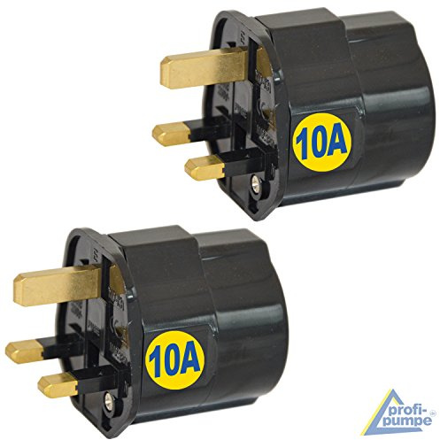 Universell reseadapter, manlig säkerhetsadapter, reseadapter jord, med ätpinnar, tysk Schuko-kontakt till England, mässing, 10 A, 250 V