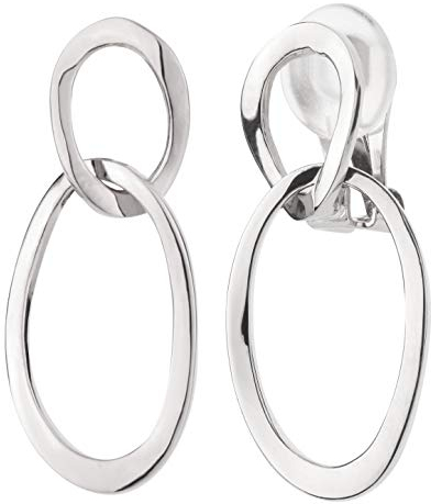 Traveller Ohrclip - Hänger - Damen - Platiniert - Oval - Silberfarbe - 33 x 14 mm - 157231