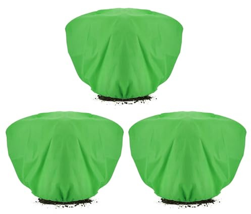 ANPHSIN 3 Pcs Plant Covers Freeze Protection - 19.6in x 39.3in Winter Shrub Plant Protection Bags, Frost Blankets Cloths with Drawstring for Outdoor Garden Rose Bush Plants, Green
