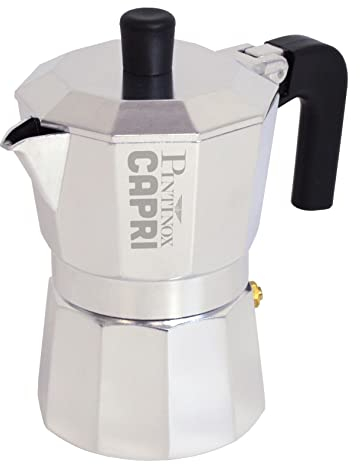 PINTINOX Set Caffettiera Moka 1 e 3 tazze modello Capri in alluminio, manici antiscottatura, perfetta estrazione del caffè e risparmio energetico
