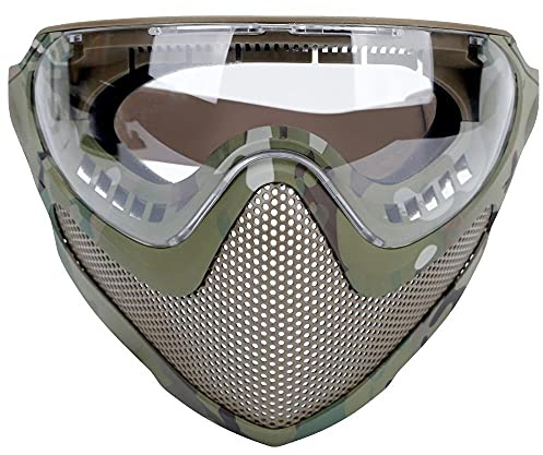 KODENOR FAST Helmet Mask Rail Connected Airsoft Paintball Tactical Steel Mesh Mask Safety Protective Goggle (Color : MA-117-CP)