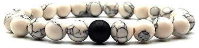 KARDINAL WEIST Onyx Howlith armband Yin Yang, ädelsten pärlor, natur sten smycken vänskapsarmband, partnerarmband, L+, Sten, Howlith,