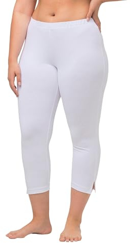 Ulla Popken Pantaloni Capri da Donna, Bianco, 32W x 32L