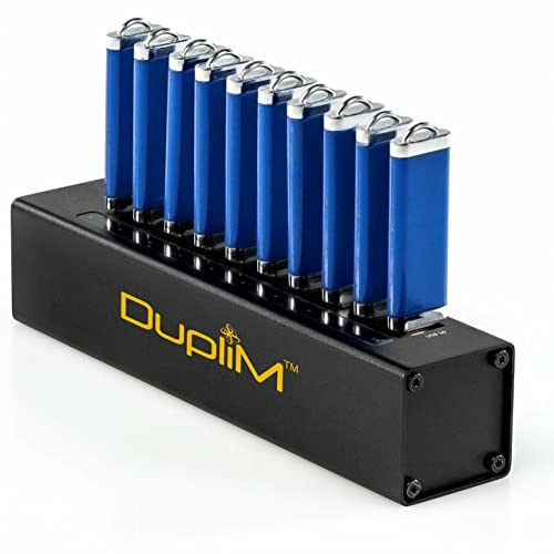 DupliM 1 to 10 Mini USB Flash Media Thumb Drive Duplicator Cloner Burner Computer Connected Compact Copier for MAC and PC