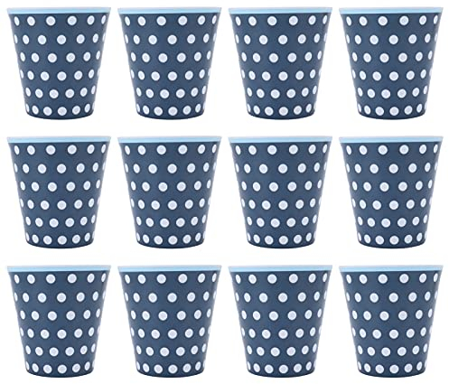 12PCS Taza De Café De Melamina, Otufan 8.6x9cm/3.4x3.5in Taza De Melamina De Melamina De Punto Azul Oscuro Taza De Bebida De Porcelana De Imitación Adecuada Para Regalos De Restaurante De Fiesta En Ca