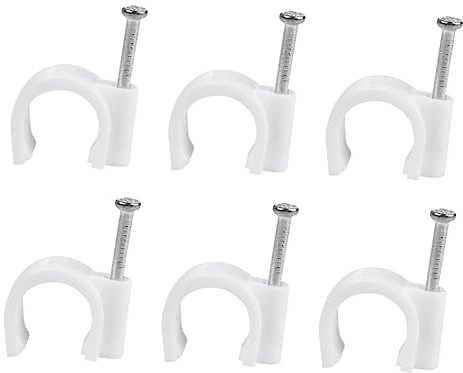 Hoement 100pezzi Clip Fissaggio Per Tubo Pvc Da Per Elettrici Ganci Adesivi Per Muro Facile Installazione e Resistente Colore Bianco