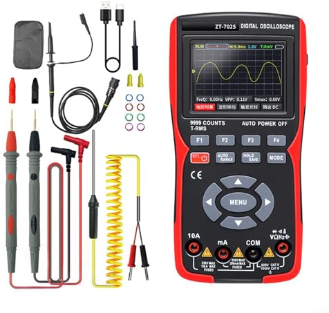 Hasaller Kit oscilloscopio fai da te 2 in 1 multimetro digitale TRMS con oscilloscopio portatile automobilistico 10 MHz display a colori 9999 conteggi misuratore di portata ricaricabile con memoria