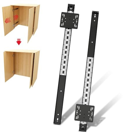 NECILO 450mm Verdeckte Auszugschiene für Schranktüren, Versteckte Schiebetürbeschläge für Schränke, pocket door slides, Schubladenauszüge, Seitliche Montage, 1 Paar