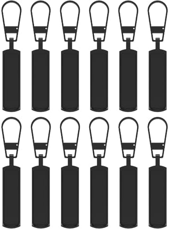 Cremallera de Repuesto Tirador, 12 Pcs Lengüetas de Tirador Cremallera Desmontables, Para Prendas, Carteras, Vaqueros, Mochilas y Maletas