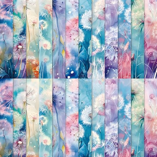 24 Blatt Scrapbooking-Karton-Papierblöcke, 12 Designs, Festival-Dekorpapier, Löwenzahn-Muster, Dekor-Bastelpapier, 15,2 x 15,2 cm, Geschenkpapier für Weihnachtsfeier, Geschenke, DIY-Dekoration