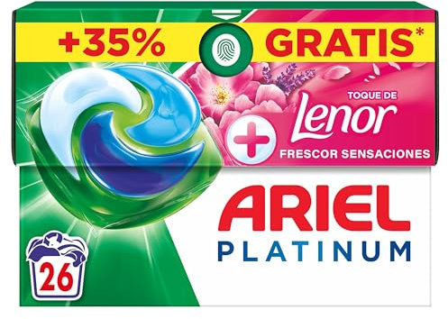 ARIEL PODS Platinum Detergente Lavadora Liquido 26 Capsulas/Pastillas, Frescor Sensaciones, Jabon Limpieza Profunda