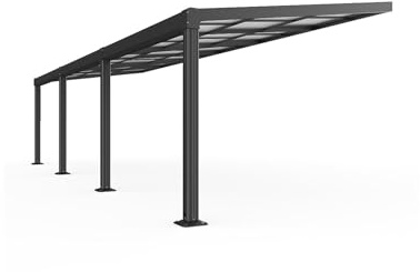 Vente-unique - Pergola adossée en Aluminium avec Toit Coulissant - 27 m² - Anthracite - IZEDA