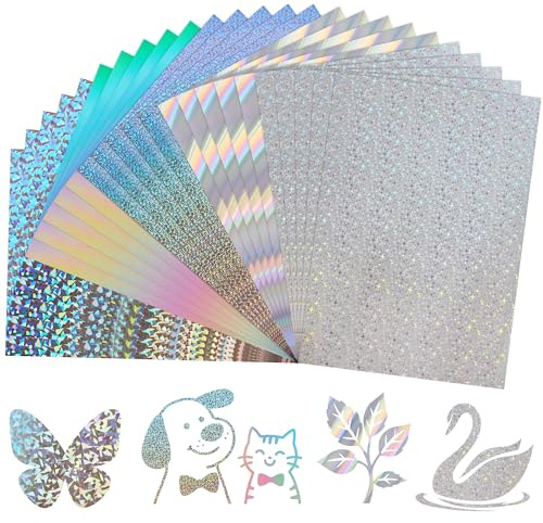 Cartoncino Specchiato a Motivi Misti Argento A4, 25 Fogli 5 Motivi 250gsm/92lb Carta Riflettente Metallizzata per Fai da Te, Lavoretti Creativi, Realizzazione di Biglietti UAP19MXSR25A