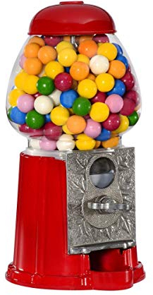 Sweetsking Distributeur de chewing-gums style rétro en verre et métal rouge