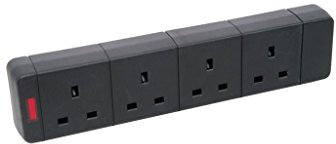 Mercury 429.651UK 4 Gang Trailing Socket Black