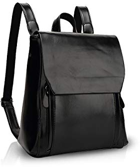 NICOLE & DORIS Fashion Large Backpack for women PU Leather college Anti-Theft RFID Backpack Travel rucksack large Daypack Black