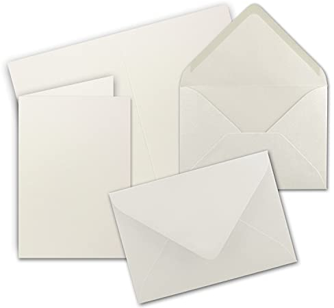 Faltkarten SET mit Brief-Umschlägen DIN A6 / C6 in Naturweiß - 25 Sets - 14,8 x 10,5 cm - Serie FarbenFroh