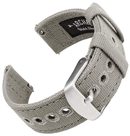 Archer Watch Straps - Canvas Quick Release Watch Bands (Ash Gray, 22mm)