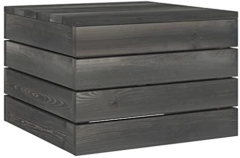 vidaXL Kiefernholz Massiv Garten Palettentisch Sitzhocker Gartenhocker Fußbank Beistelltisch Palettenhocker Couchtisch Palettenmöbel Dunkelgrau