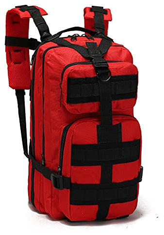 DTKJ Militära ryggsäckar för utomhusbruk, nylon, 30 l, vattentät taktisk ryggsäck, sport, camping, vandring, fiske, jaktväskor, Röd, 30L