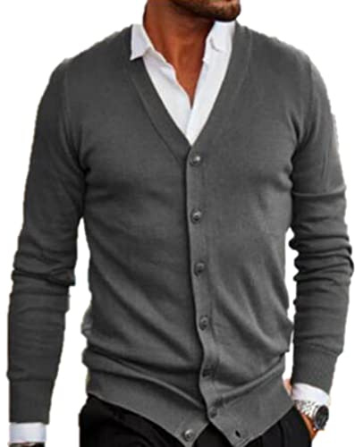 Chaqueta de Punto de Manga Larga para Hombre Chaqueta de suéter de Punto de Moda Casual para Hombre Top