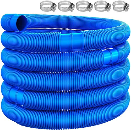 KESSER® Manguera de Piscina con Manguitos | Manguera de Piscina Exterior e Interior | Manguera de aspiración | Manguera de BombaLargo 14m (Ø 38 mm),Azul,