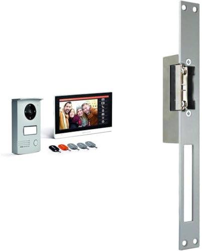 Vidéophone Maison - Visiophone Filaire - Vidéophone Porte - Interphone écran tactil Interphone vidéo Filaire & EXTEL 90301.4 Ouvre-porte électrique avec fonction mémoire long (25 cm), gris