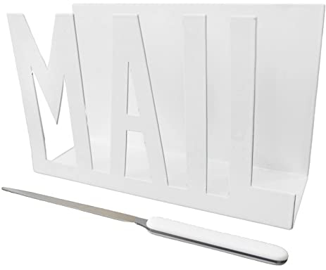 Hoshisea Briefablage, Metall Briefständer Weiß, Brief Sortierer mit Brieföffner für Zuhause, Büro, Schule