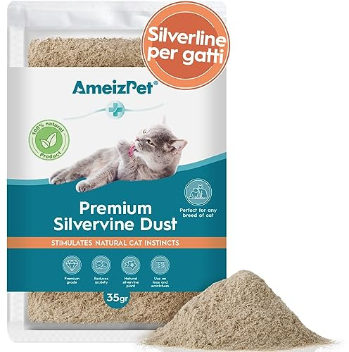 AmeizPet Silvervine Kattdamm, Alternativ Kattmynta för Träning och Lek, Beteendepulver för Katter och Kattungar 35 g (0,08 Oz)